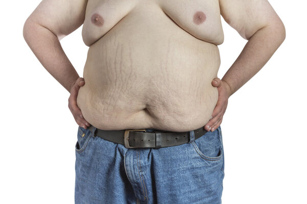 Shirtless overweight Man 