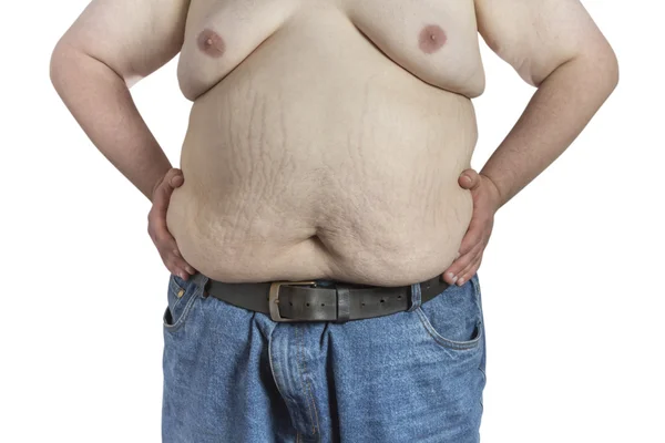 Shirtless overweight Man Stock Image