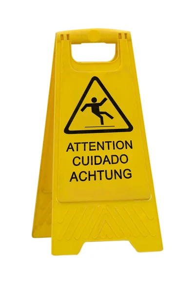 Wet floor sign on white — Stock Photo, Image