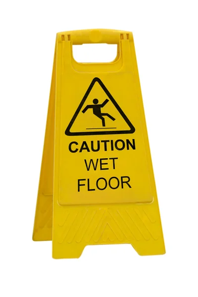 Uwaga na mokro podłogi znak — Zdjęcie stockowe
