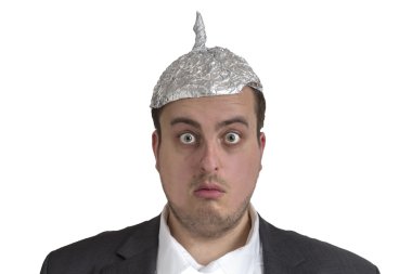 conspiracy Freak with aluminum foil head clipart