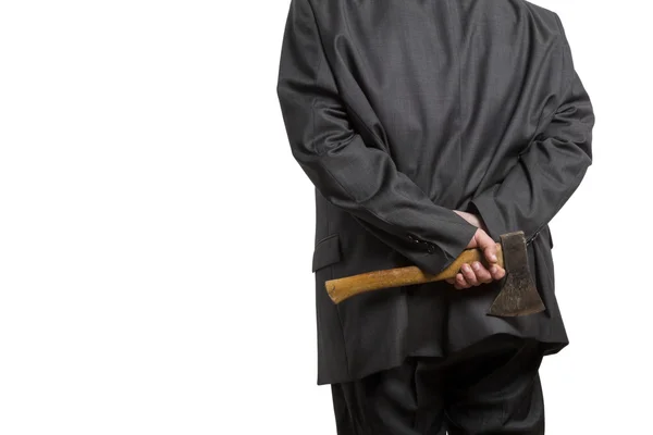 Balta ile takım elbiseli adam