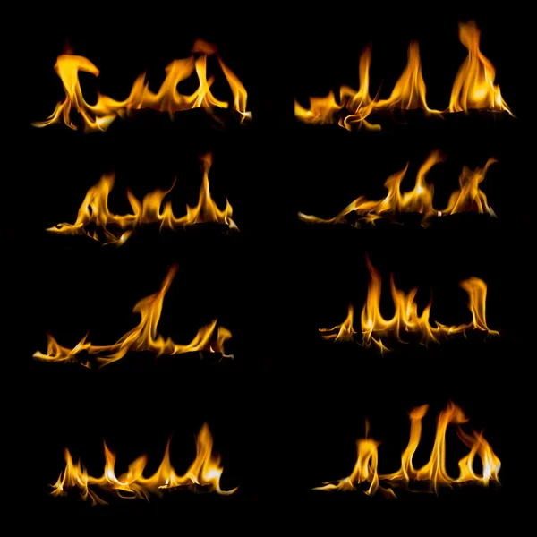 Kolekcja płomienie na czarny — Zdjęcie stockowe