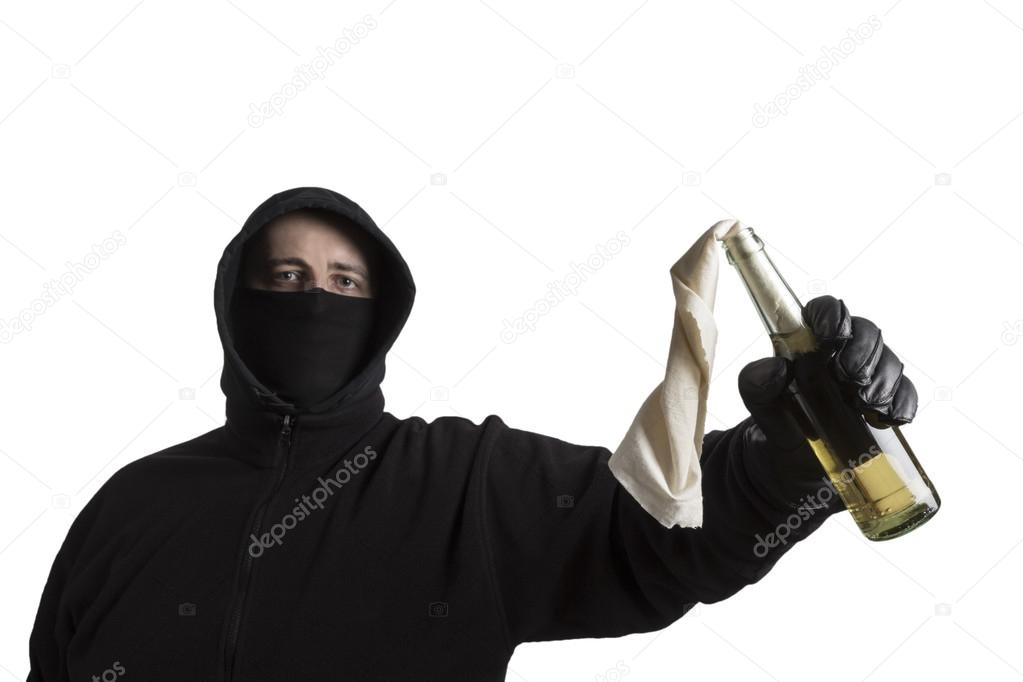 Black Block fellow with Molotov Cocktail