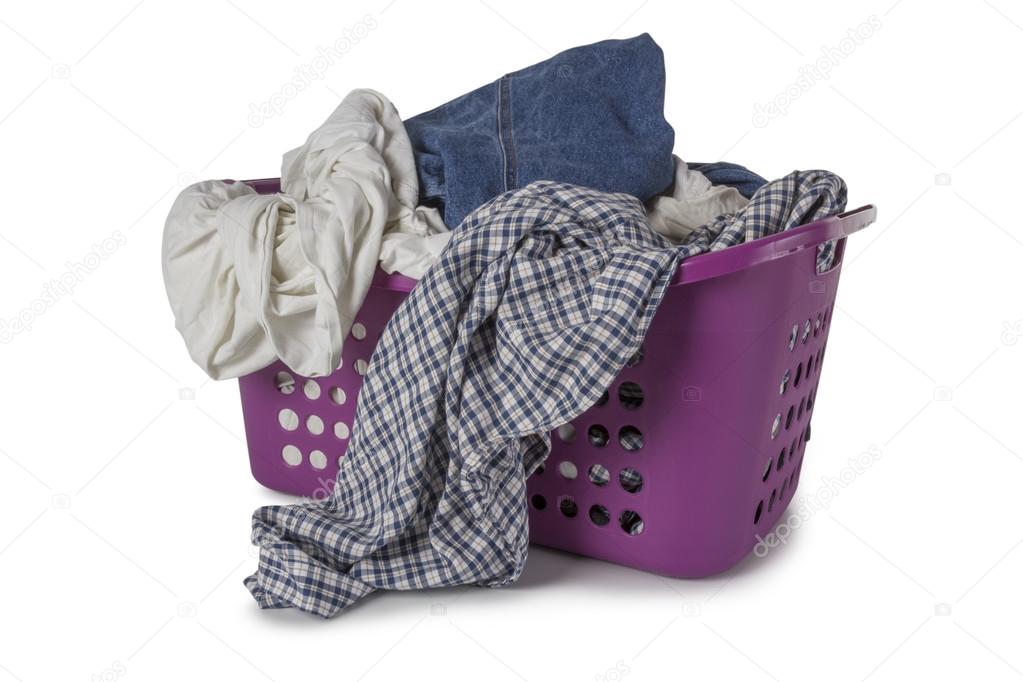 Violet Laundry Basket with clothes