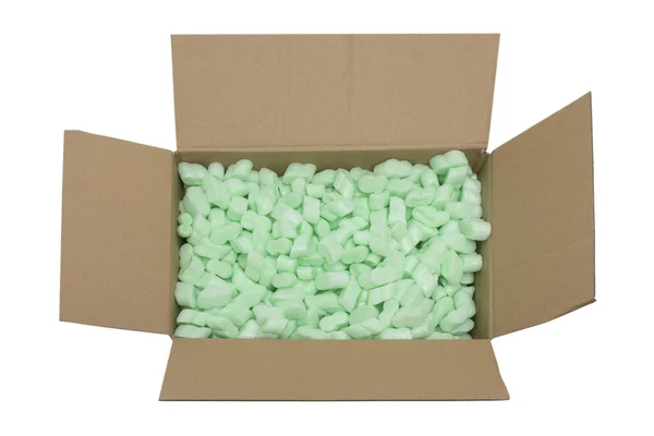 Parcel full of packing fillers — Stock Photo, Image