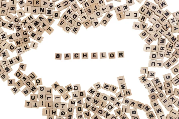 Bachelor written in small wooden cubes — Stock Photo, Image