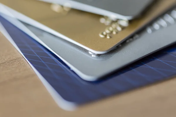 Closeup of four Credit Cards — Stock Photo, Image