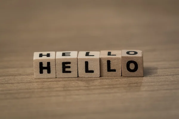 Hello in wooden cubes — Stock Photo, Image