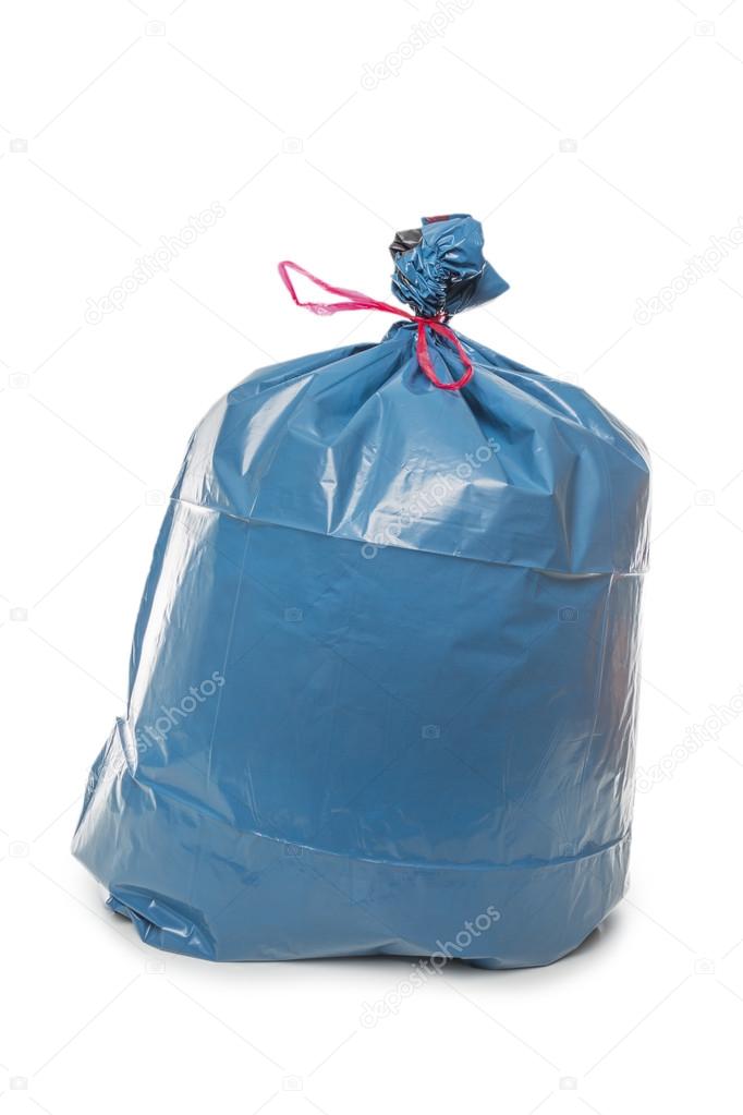Blue Rubbish Bag on white