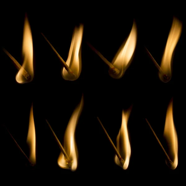 Sammlung brennender Streichhölzer — Stockfoto