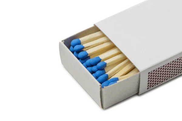 Matchbox with blue matches — Stock Photo, Image