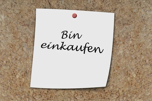 Einkaufen Μπιν γραμμένο σε ένα σημείωμα — Φωτογραφία Αρχείου