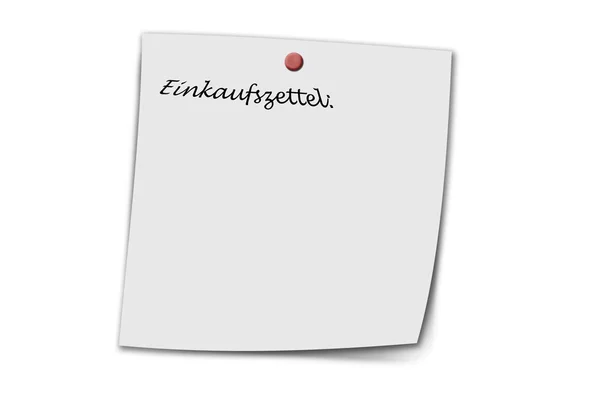 Einkaufszettel escrito num memorando — Fotografia de Stock