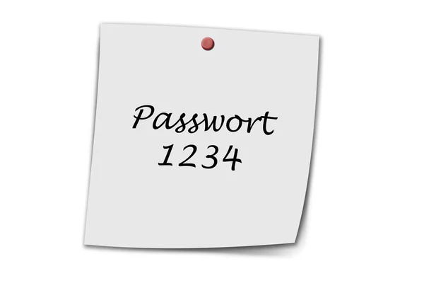 Passwort 1234 skrivit på ett PM — Stockfoto