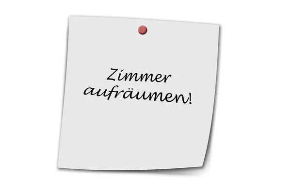 Zimmer aufraumen written on a memo — Stock Photo, Image