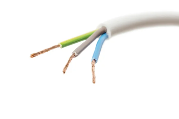 Cable with three lines on white — Stock Photo, Image