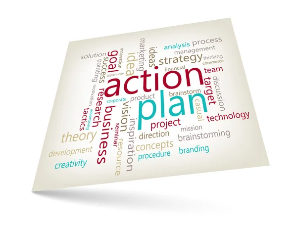 Action plan concept - word cloud marketing — Stock Vector