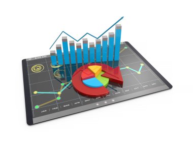 3D render analizini grafikler - cinsinden finansal veriler istatistik modern grafik genel bakış