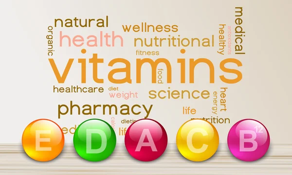 Vitaminelemente für ein gesundes Leben — Stockvektor