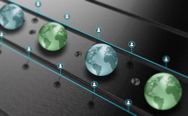 Anslutning och kommunikation, globala datadelning — Stockfoto