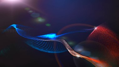 Işık ışınları ile dalga kablo örgüsü Soyut arkaplan odaklı