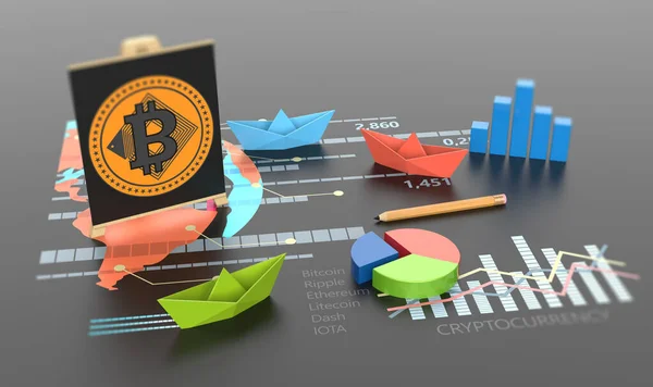 Bitcoin Criptomoneda Mercado Divisas Virtual Cambio —  Fotos de Stock
