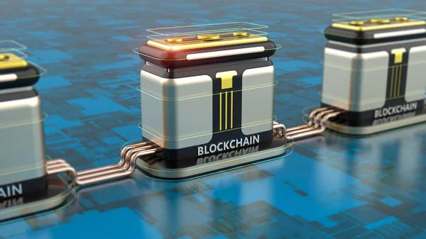 Blockchain decentralized cryptocurrency Bitcoin blockchain symbol digital encryption network on circuit board