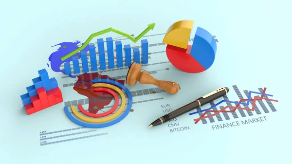 Analyse Des Rapports Financiers Croissance Économique Des Entreprises Avec Symbole — Photo