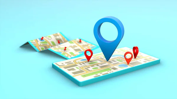 Smartphone Localizzatore Marchio Mappa Città Posizione Pin Icona Navigazione Simbolo — Foto Stock