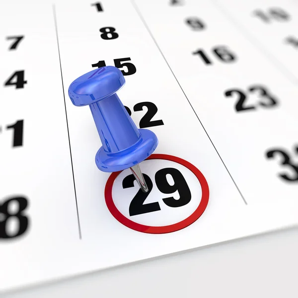 Calendar and pushpin — Stock Photo, Image