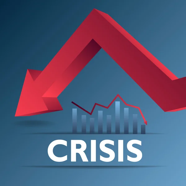 Crisis concept met pijl — Stockvector