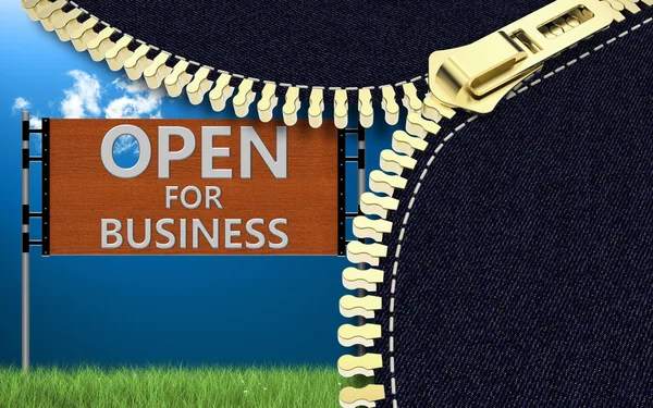 Billboard - Open for business — Stock Photo, Image