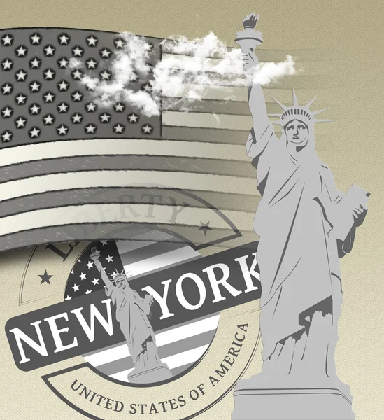 New York City och Frihetsgudinnan — Stockfoto