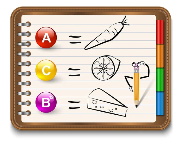果物や野菜にビタミン. — ストックベクタ
