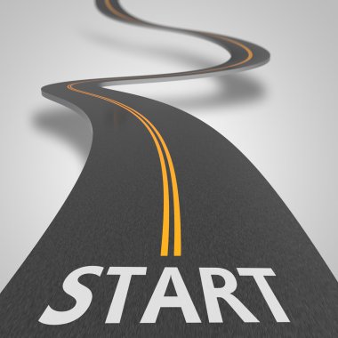 Asphalt road to starting position