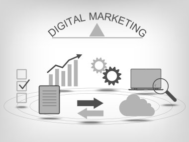 Digital marketing concept with symbols