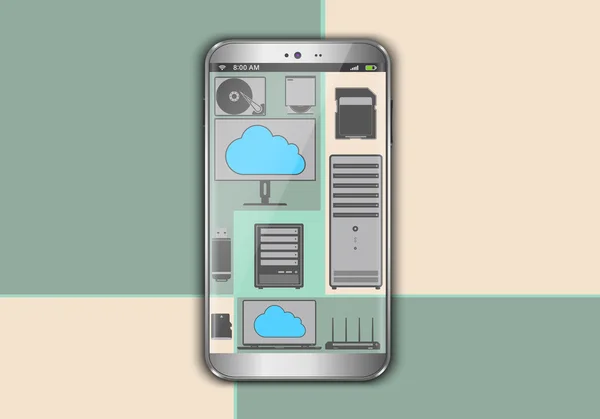 Smart phone in the cloud — Stock Vector