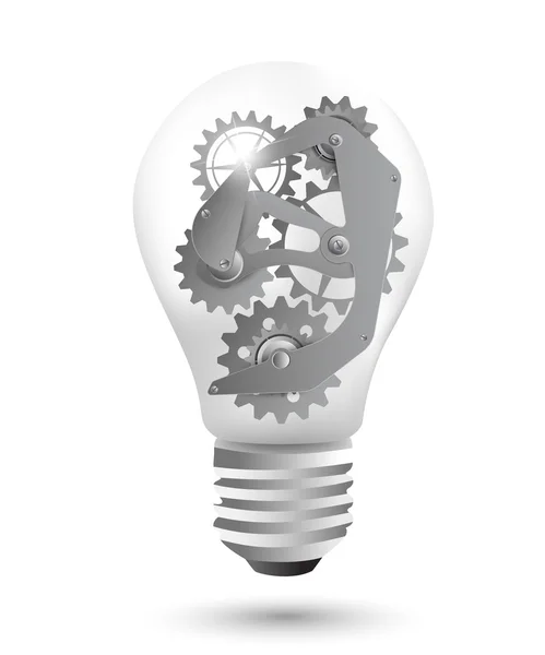 Steel gears in a light bulb — Stock Vector