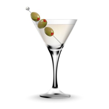 Martini kokteyl cam zeytin ile