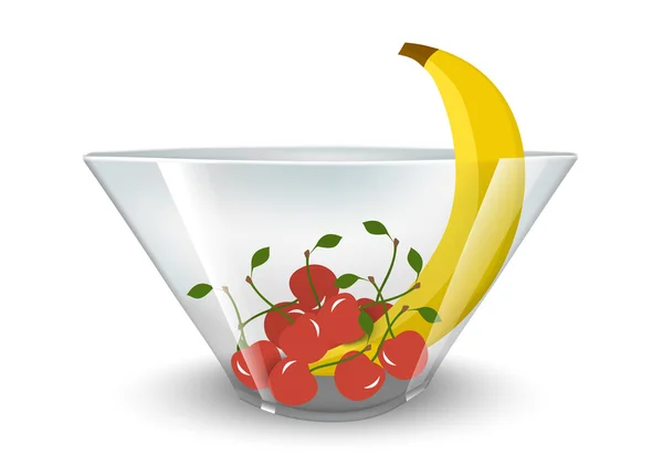 Realistische Glasschale mit Früchten — Stockvektor