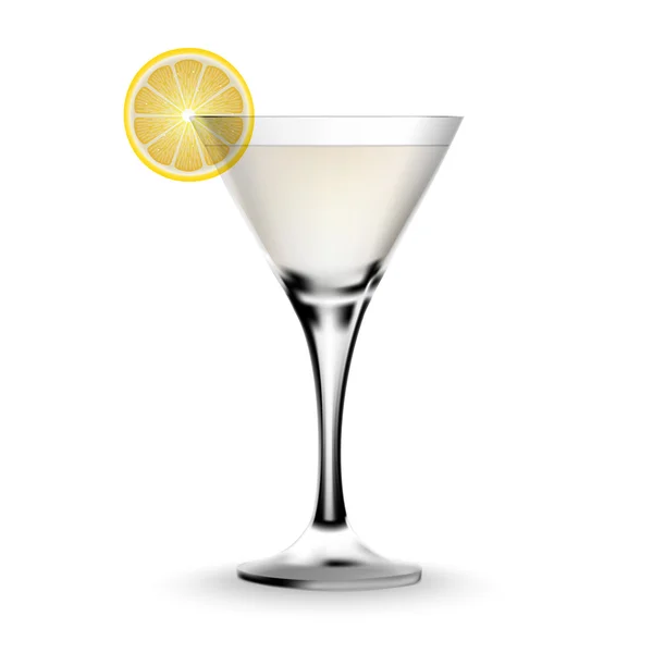 Martini κοκτέιλ σε ένα ποτήρι με λεμόνι. — Διανυσματικό Αρχείο