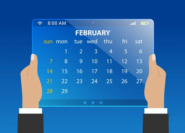 Planering kalender i dator tablet — Stock vektor