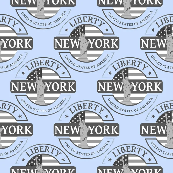 A szobor a szabadság és a New York-i bélyegző — Stock Vector