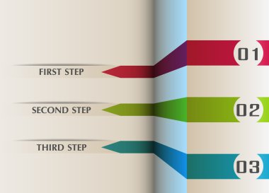 Infographics için öğretici veya el ile üç adımda. 