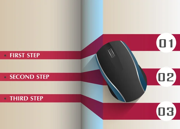 Infographies en trois étapes pour tutoriel ou manuel . — Image vectorielle