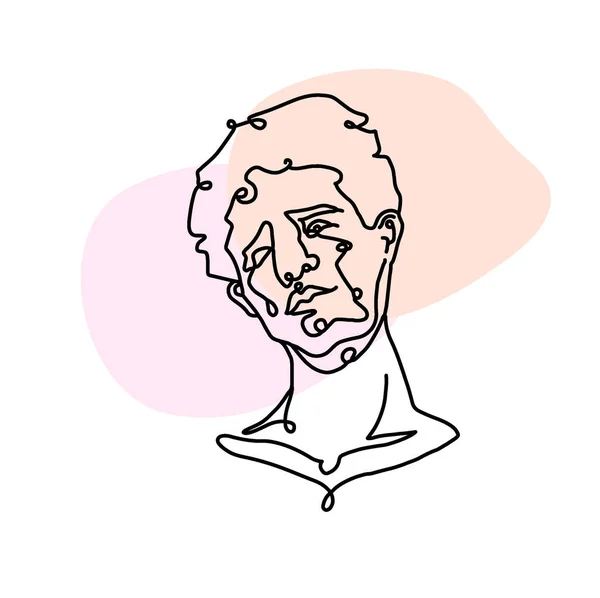 Sürekli bir insan portresi çizimi. Saç stili. Modaya uygun erkek stili.