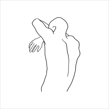 Sürekli ağlayan adam çizimi. Vektör çizgisi, kederin erkek çizimi ya da