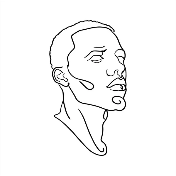 Continuous one line drawing of man portrait. Vector line art male illustration — Stock Vector