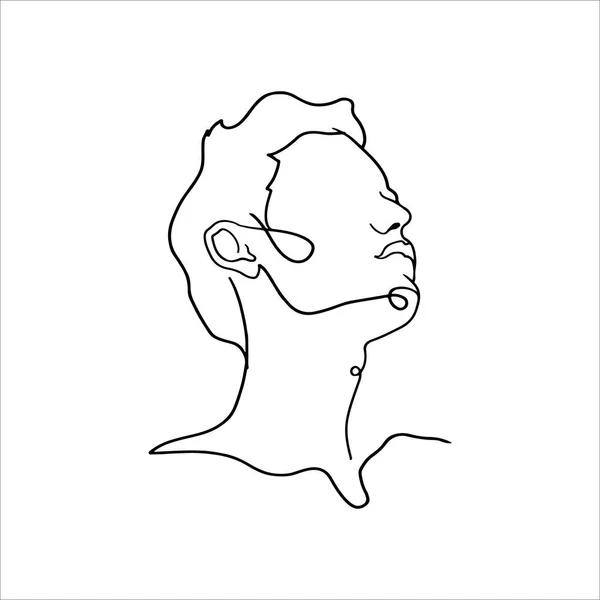 Sürekli bir insan portresi çizimi. Vektör çizgisi erkek illüstrasyonu